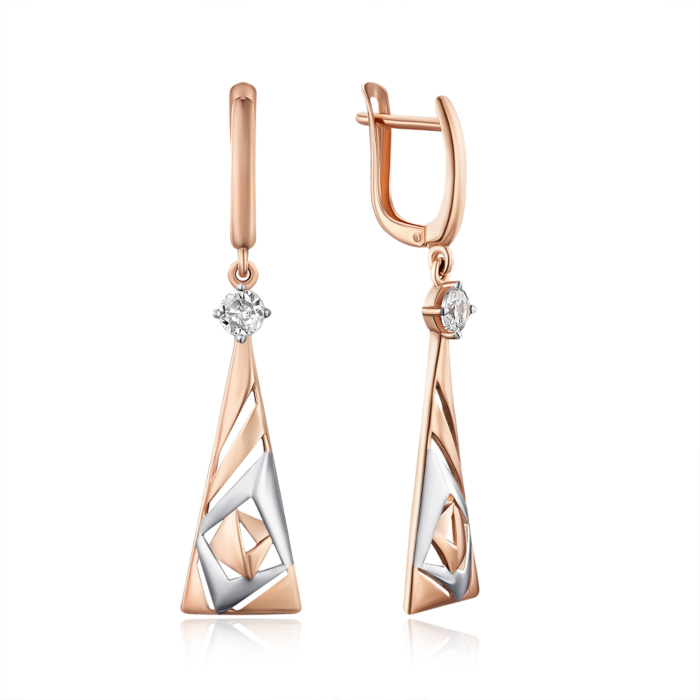 Золотые серьги с фианитом. Артикул 21878/01/1/29