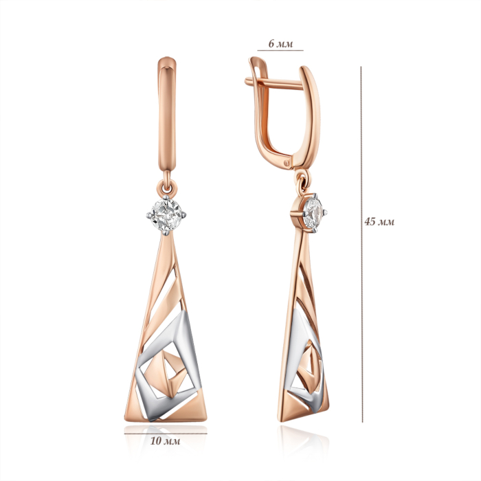 Золотые серьги с фианитом. Артикул 21878/01/1/29