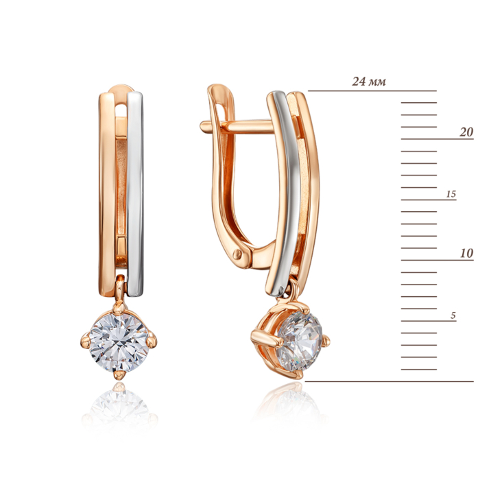 Золотые сережки с фианитом Tesori Zirconia. Артикул 21879/01/1/4024