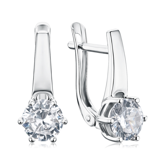 Золотые серьги с фианитом 21880/02/1/25