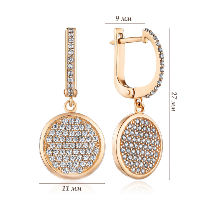 Золотые серьги с фианитами. Артикул 2190159101-E/01/1