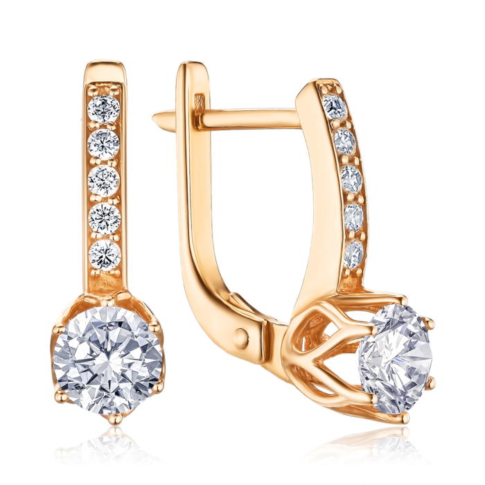 Золотые серьги с фианитами 2190615101