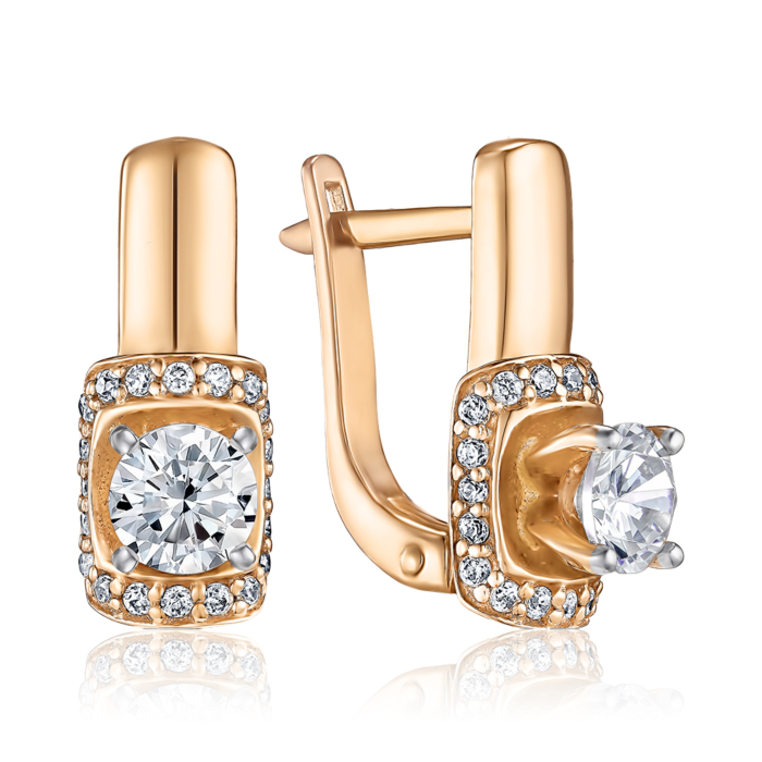 Золоті сережки з фіанітами. Артикул 2191088101-E/01/1