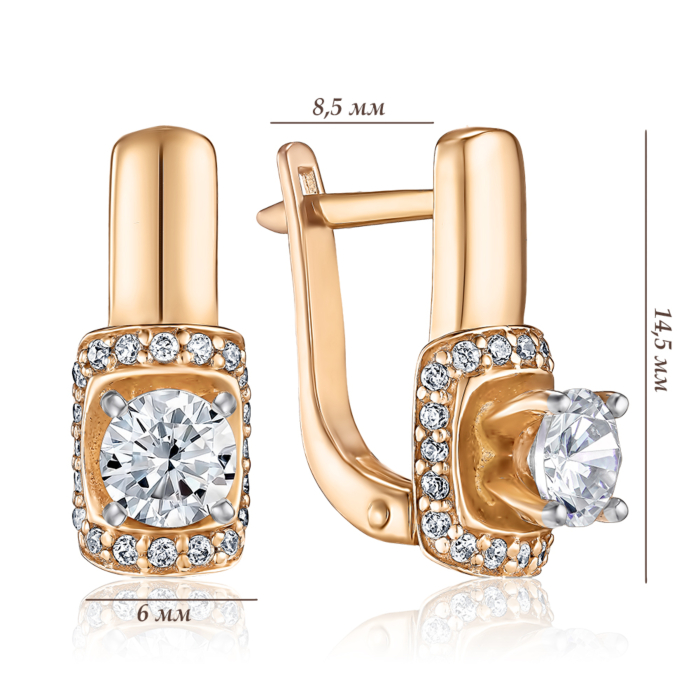 Золоті сережки з фіанітами. Артикул 2191088101-E/01/1