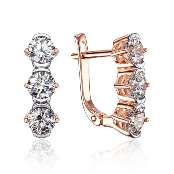 Золоті сережки з фіанітами S. Артикул 21911/01/1/206