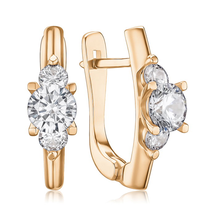 Золотые серьги с фианитами 2191125101