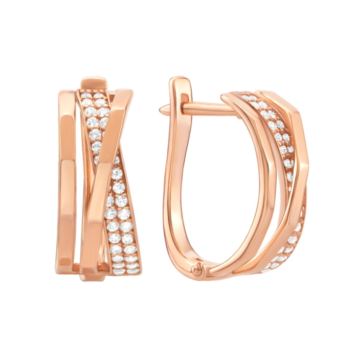 Золотые серьги с фианитами. Артикул UG5219136410101