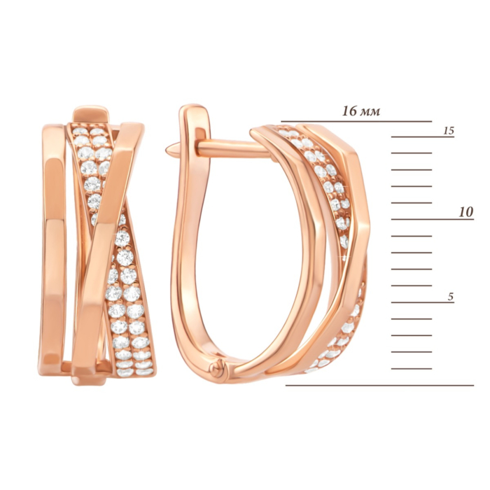 Золотые серьги с фианитами. Артикул UG5219136410101