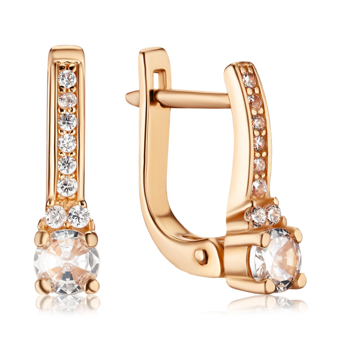 Золотые серьги с фианитами 2191558101