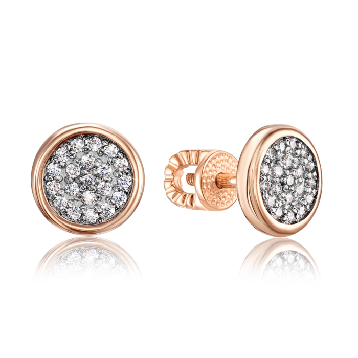 Золоті пусети з фіанітами. Артикул 21917/01/1/601