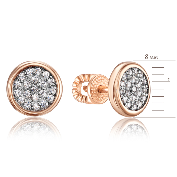 Золоті пусети з фіанітами. Артикул 21917/01/1/601