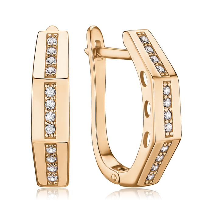 Золотые серьги с фианитами. Артикул 2191979101