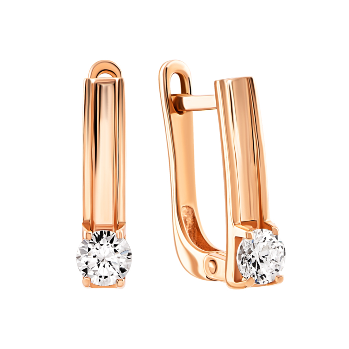 Золоті сережки з фіанітами. Артикул UG5219198910101