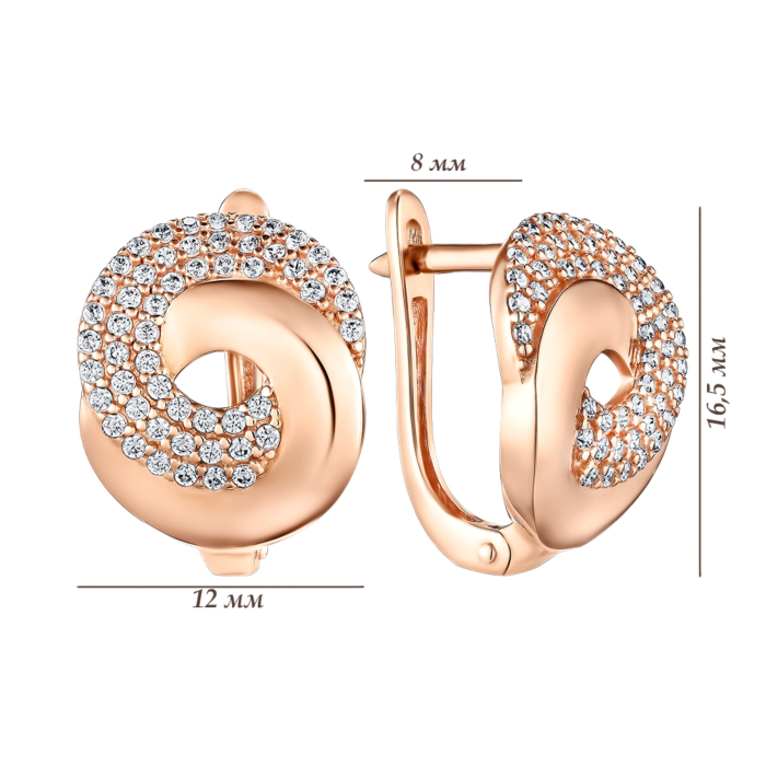 Золотые серьги с фианитами. Артикул 2192030101-E/01/1