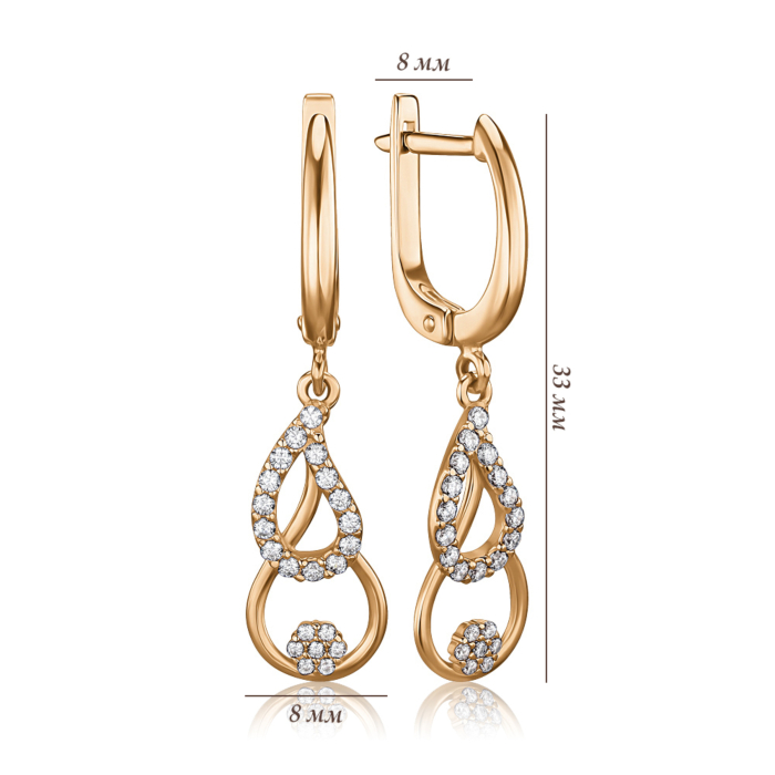 Золотые серьги с фианитами 2192044101-E/01/1