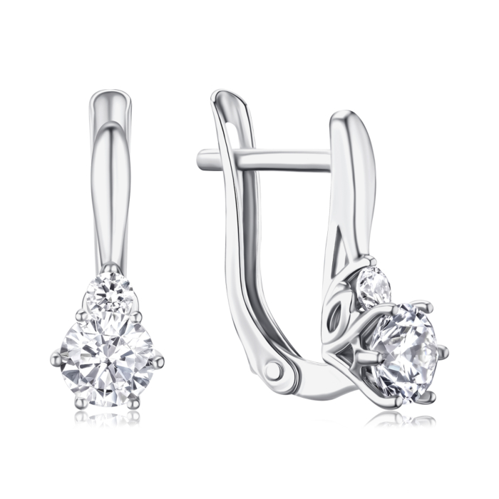 Серьги из белого золота с фианитами 21923/02/1/4186