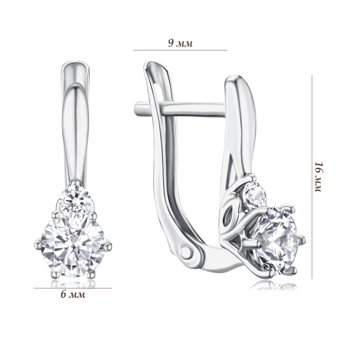 Серьги из белого золота с фианитами 21923/02/1/4186