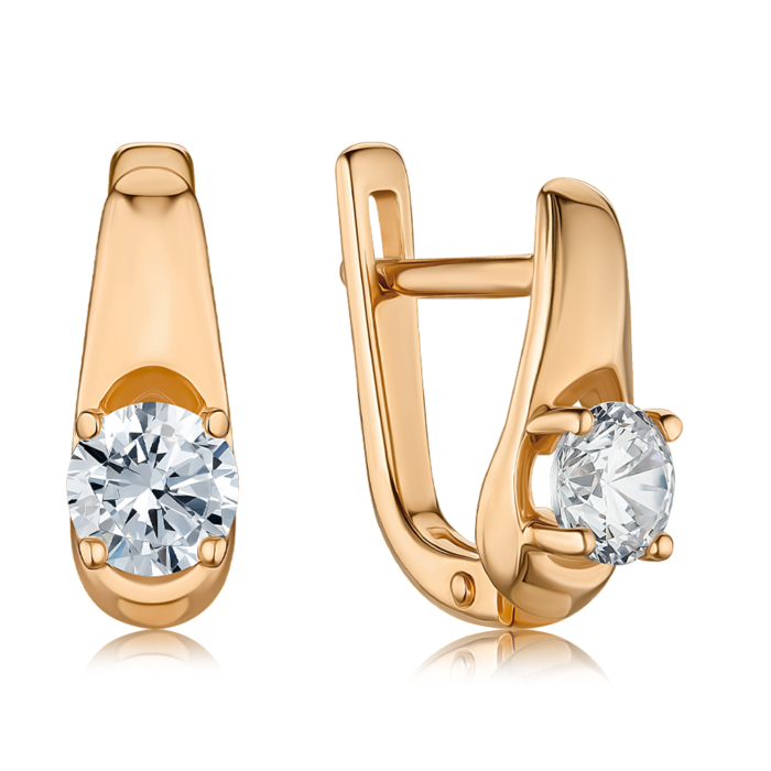 Золотые серьги с фианитом Tesori 21926/01/0/4028
