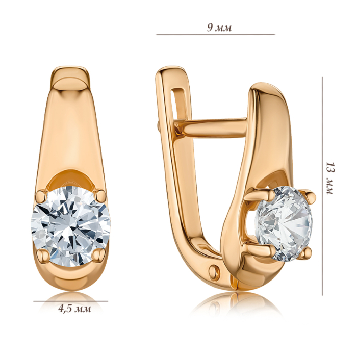 Золотые серьги с фианитом Tesori 21926/01/0/4028