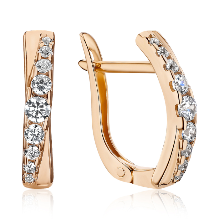 Золоті сережки з фіанітами Tesori. Артикул 21928/01/1/4284