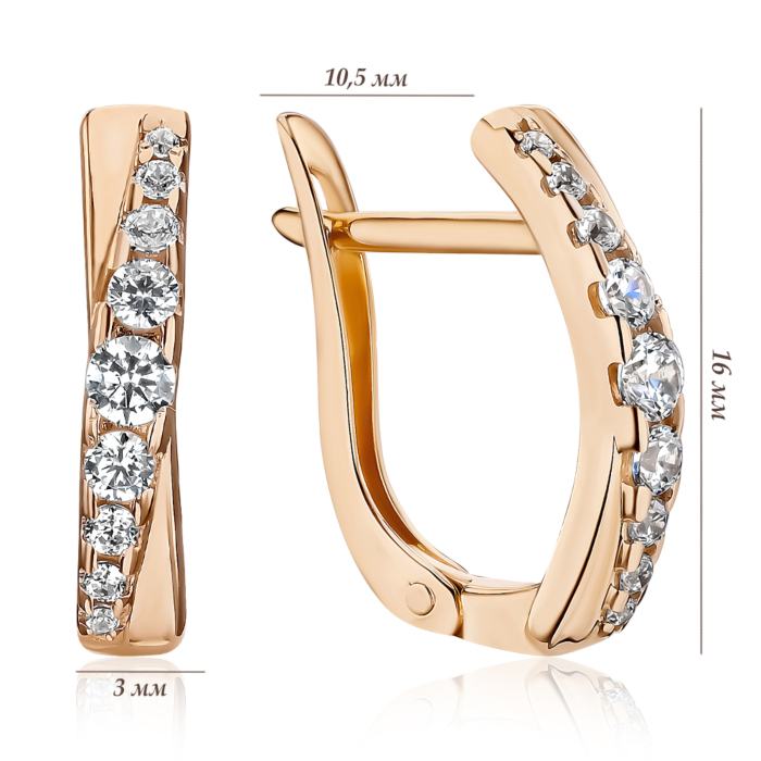 Золоті сережки з фіанітами Tesori. Артикул 21928/01/1/4284