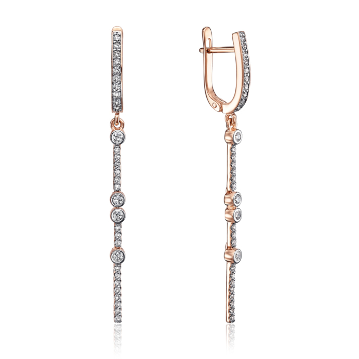 Золоті сережки з фіанітами. Артикул 21941/01/1/350