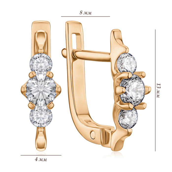 Золотые серьги с фианитами Tesori 21943/01/0/4209