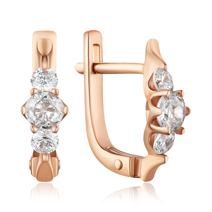 Золоті сережки з фіанітами. Артикул 21943/01/0/4319