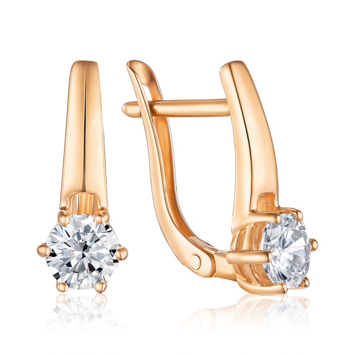 Золоті сережки з фіанітом. Артикул 21945/08/0/22