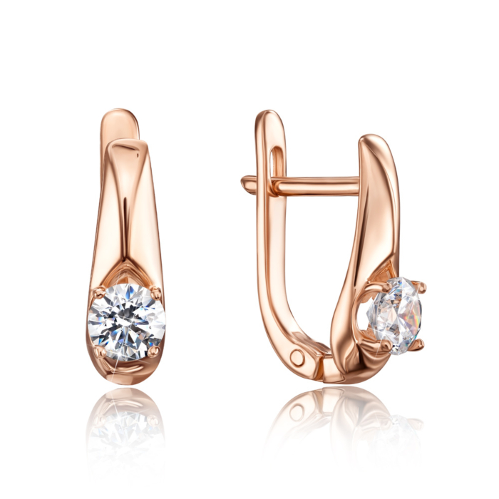 Золоті сереюки з фіанітами S. Артикул 21946/01/0/206