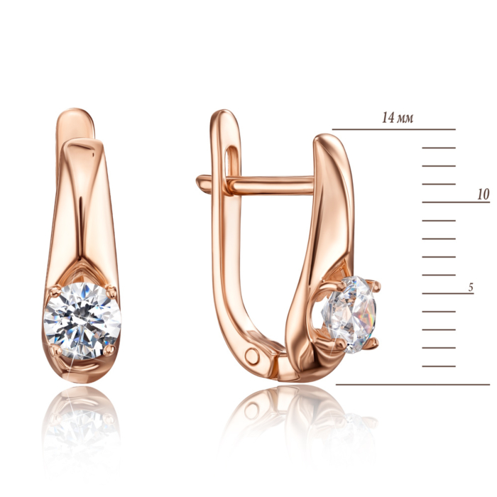 Золоті сереюки з фіанітами S. Артикул 21946/01/0/206