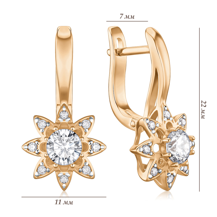 Золотые серьги с фианитами Tesori 21966/01/1/4249