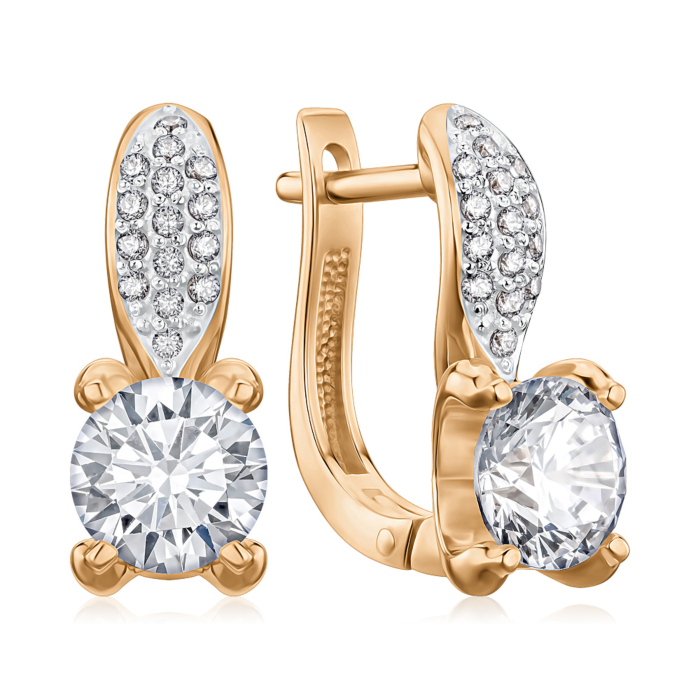 Золотые серьги с фианитами Tesori 21968/01/1/4274