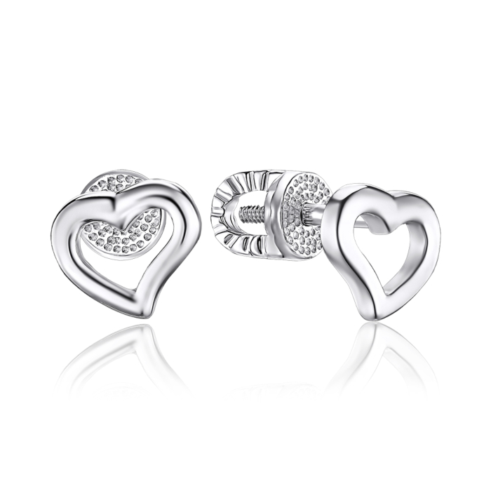 Срібні сережки серце без вставки 21977/12/1