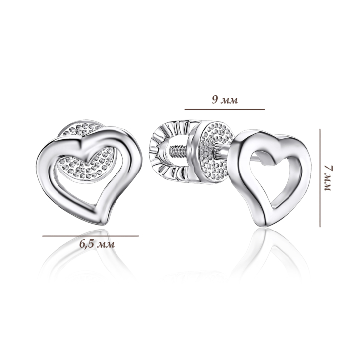 Срібні сережки серце без вставки 21977/12/1