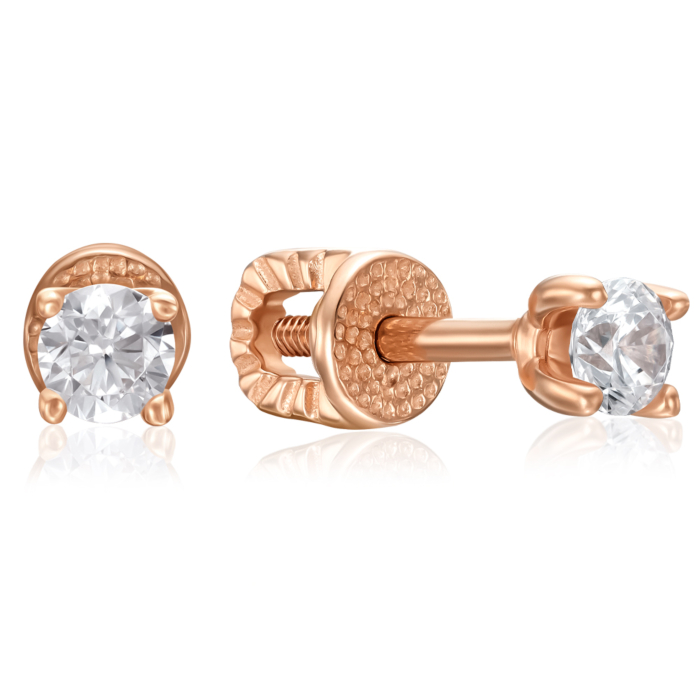 Золоті пусети з фіанітом. Артикул 21978/01/0/28