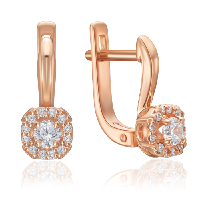 Золотые серьги с фианитами. Артикул 21980/01/0/2256