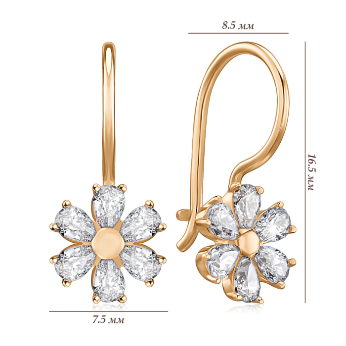 Золотые серьги с фианитами Tesori 22013/01/0/4318