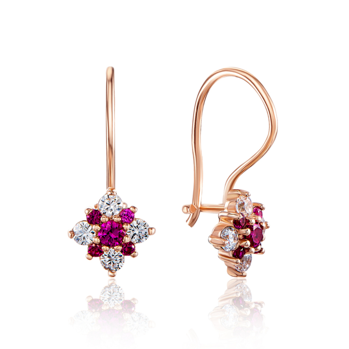 Золотые серьги с фианитами. Артикул 22022/01/0/2235