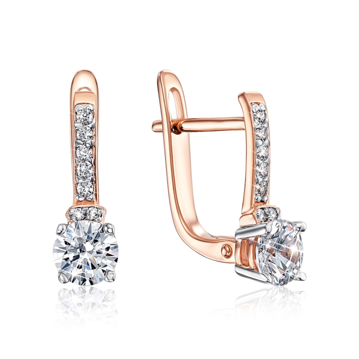 Золоті сережки з фіанітами. Артикул 22029/01/1/70