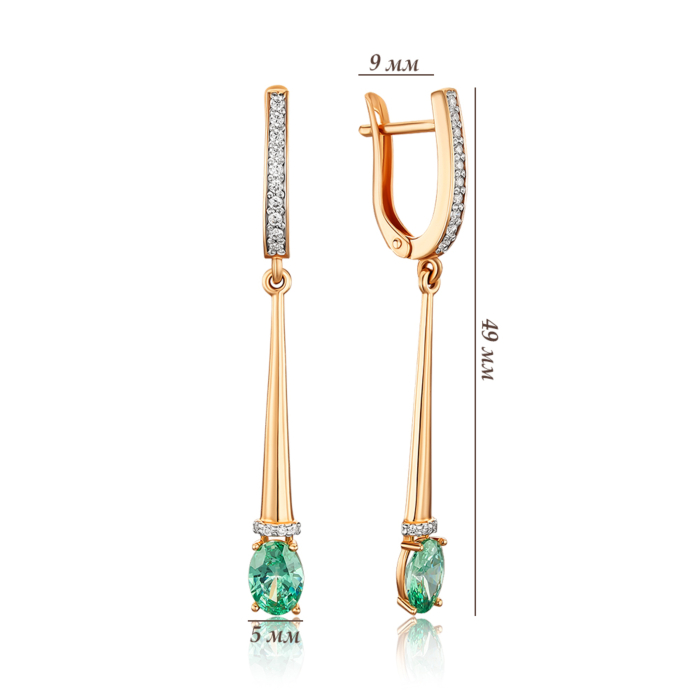 Золотые серьги с подвесной частью с фианитами Tesori 22047/01/1/4618