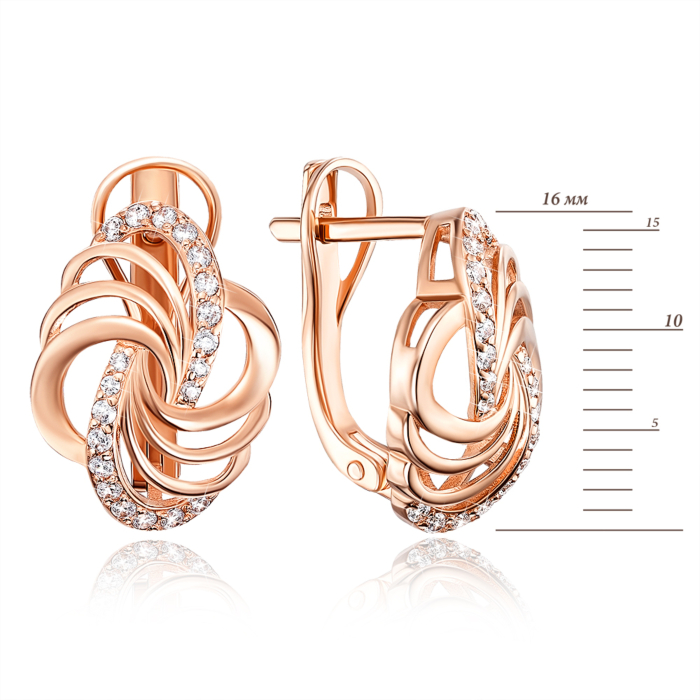 Золоті сережки з фіанітами. Артикул 22051/01/0/36