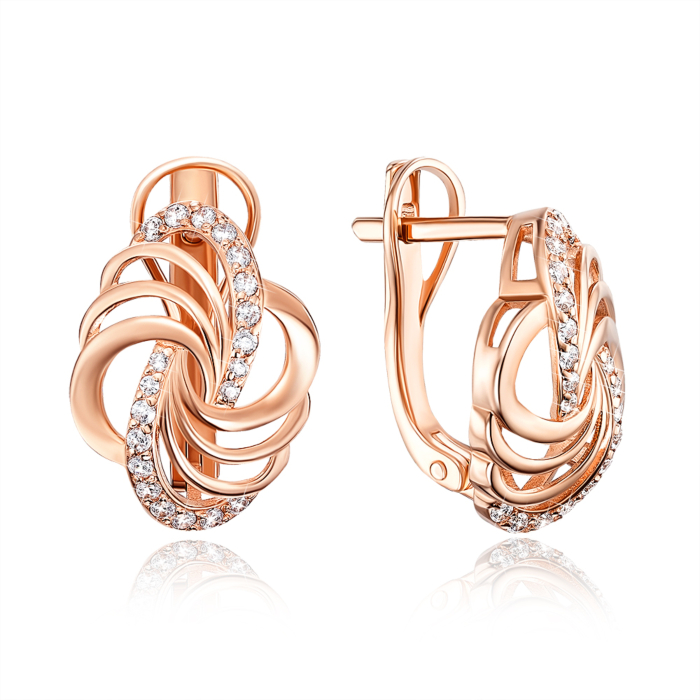 Золоті сережки з фіанітами. Артикул 22051/01/0/36