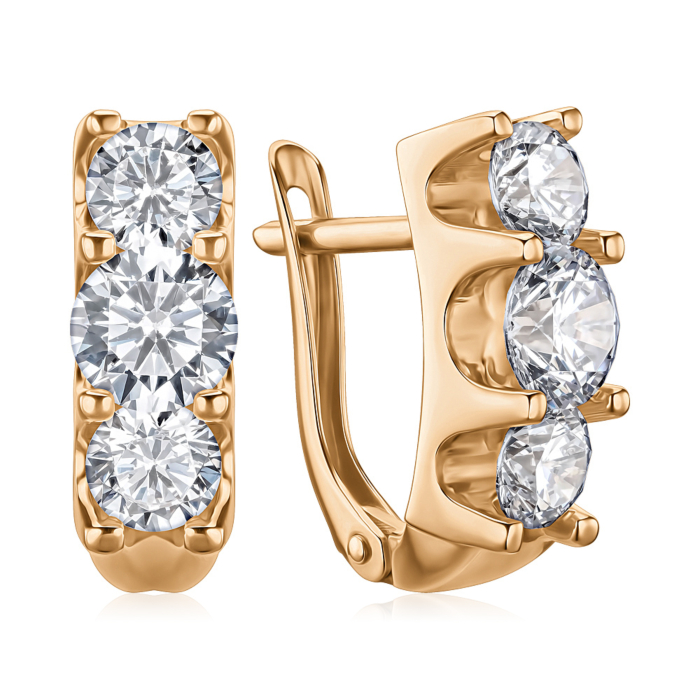 Золотые серьги с фианитами Tesori 22058/01/0/4430