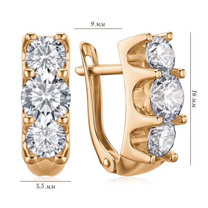 Золотые серьги с фианитами Tesori 22058/01/0/4430