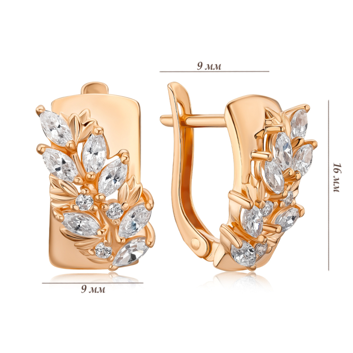 Золотые серьги с фианитами Tesori 22143/01/0/4320