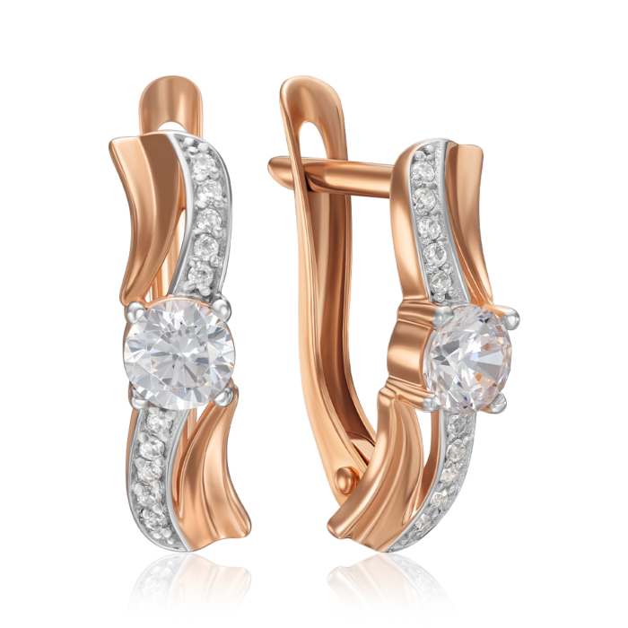 Золотые серьги с фианитами. Артикул 22146/01/1/1185