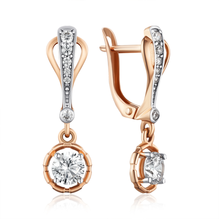 Золотые серьги с фианитами. Артикул 22167/01/1/2754