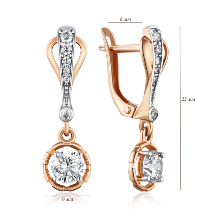 Золотые серьги с фианитами. Артикул 22167/01/1/2754