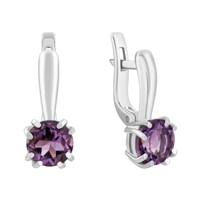 Серебряные серьги с аметистом. Артикул UG5222/ам с род